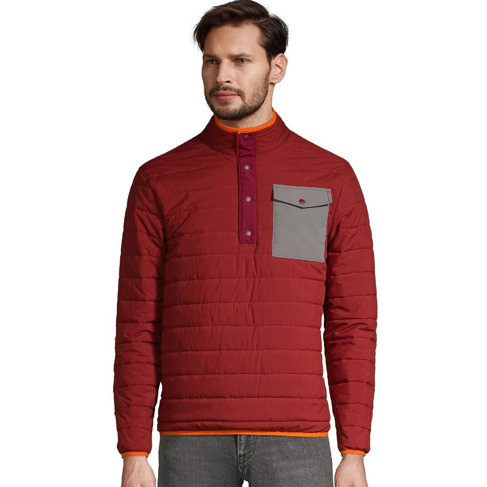 Mens Quilted Pullover Puffer Jacket Dark Red Rust Orange Burnt Sienna size LT TL